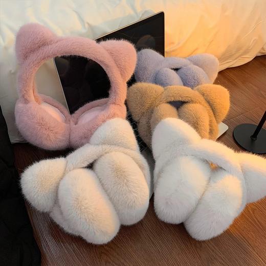 【爱猫党必备】可爱猫耳朵毛绒耳罩 女冬季学生骑车保暖护耳套 防风防寒耳捂耳暖耳套 商品图1