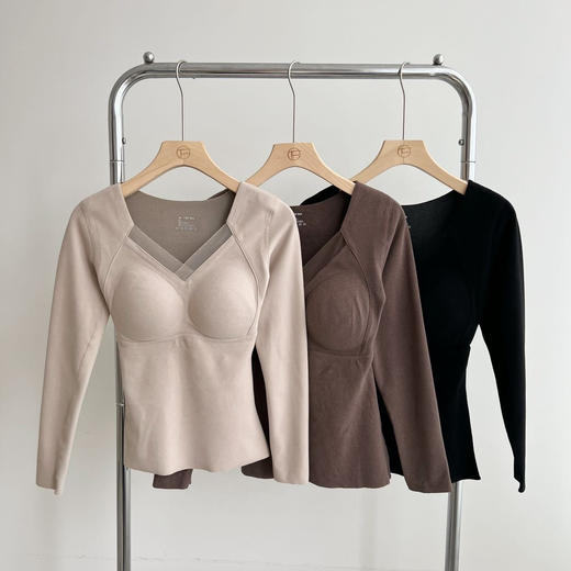 【蕾丝石墨烯带胸垫保暖衣】双面磨毛触肤即暖 免穿Bra贴合身型 收副乳 塑形美体 商品图5