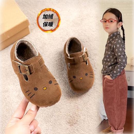 九峰鸟女童勃肯鞋儿童加绒二棉鞋秋冬季新款保暖KT猫卡通洋气宝宝鞋21-34 商品图1