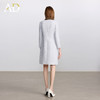 AD高级千金长袖连衣裙女2025新款秋冬灰色系带显瘦a字短裙毛呢裙 商品缩略图4
