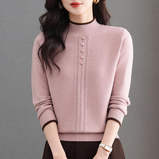 CC半高领毛衣女秋冬短款妈妈装上衣2025新款洋气厚款保暖内搭针织衫 商品图2