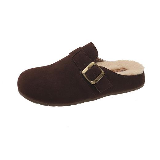 【YW】无忧购厚底勃肯包头毛毛半拖鞋女外穿秋冬季新款复古懒人加绒棉鞋子M205-1（截单后3-5天发货） 商品图5