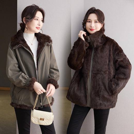TC25562真兔毛两面穿派克服新款外套皮毛獭兔一体冬季皮草女冬季毛毛上衣 商品图2