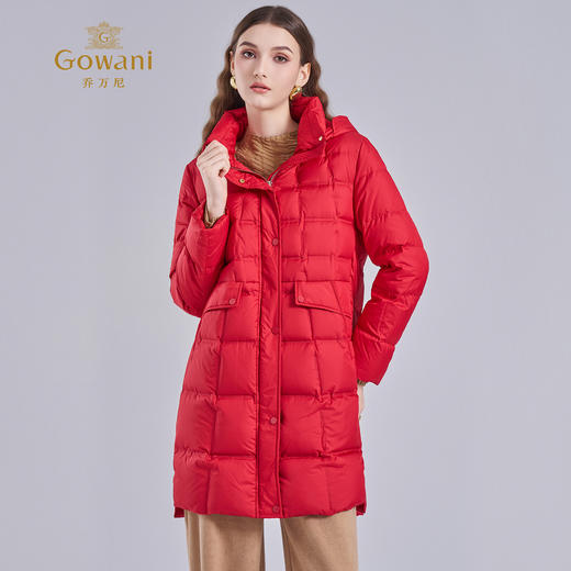 乔万尼冬新品宽松H型连帽白鸭绒保暖中长款羽绒服EM4T663 商品图1