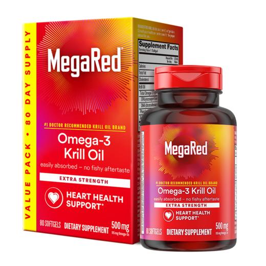 【香港直邮】MegaRed欧米伽磷虾油胶囊500mg80粒 商品图0