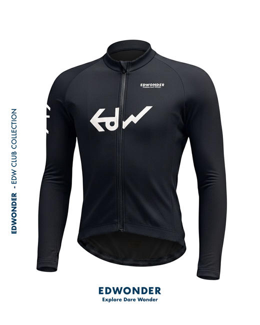 EdW骑聚(男)抓绒长袖车衣-黑色Jersey 商品图0