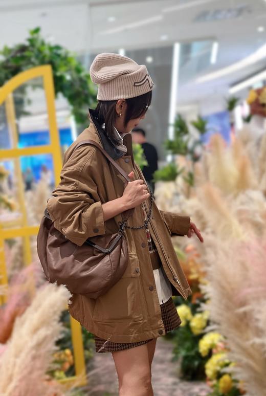 1029-6 纯圆正 极其少量 郑素敏 max 皮领帆布 重工廓形 大口袋工装棉服 商品图1