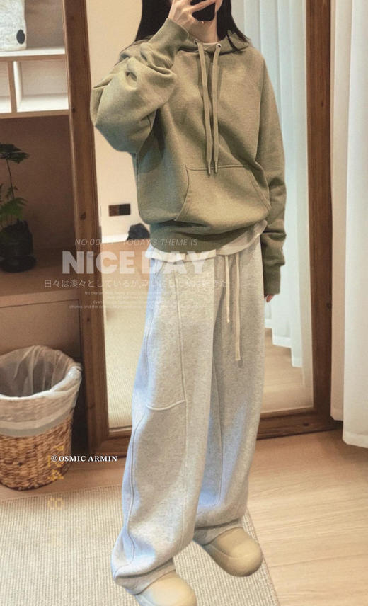 专治胯宽 腿粗腿不直【 OSMIC ARMIN 五色加绒黑标弯刀裤】显瘦休闲裤神仙裤子松紧高腰显腿直深灰色拼接镰刀阔腿裤女秋季高腰显瘦美式卫裤休闲直筒香蕉运动裤 商品图11