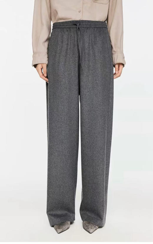 松弛感通勤懒人羊毛呢休闲直筒裤 羊毛羊绒混纺 手感柔软饱满 筋骨感好 微磨绒呢感工艺处理 极简裤型 自然又显瘦 商品图2