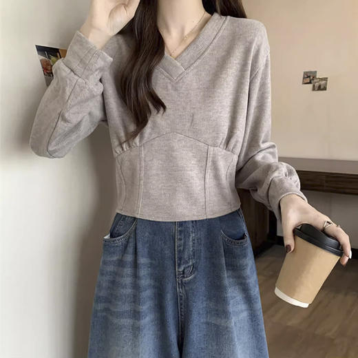 裁缝学苑AS592新款内搭V领打底衫纸样长袖T恤上衣女装卫衣样板 商品图4