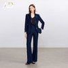 AD藏青色西装套装女高级感气质英伦风阔腿裤总裁正装加厚醋酸西服 商品缩略图3