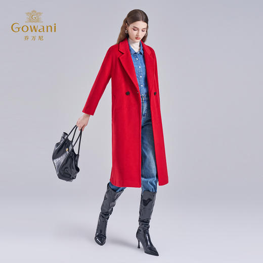 乔万尼100%绵羊毛长款时尚优雅毛呢外套大衣EM4A585 商品图2