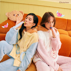 天使熊连帽开襟套装