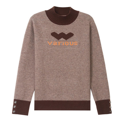 CC2025秋冬新款半高领拼色爱心字母毛衣女显瘦长袖针织衫内搭打底衫 商品图4