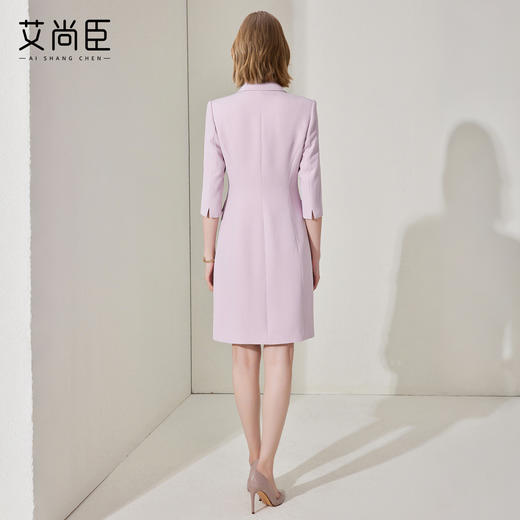 艾尚臣紫色职业装连衣裙女气质修身西装裙主持人艺考正装工作服秋 商品图4