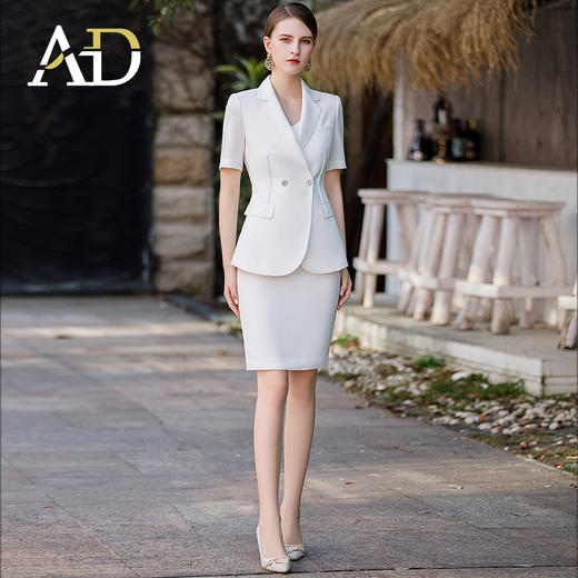 AD肌理感名媛西服两件套职业装气质女神范套装高端小香风白色西装 商品图2