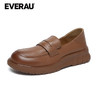 EVERAU复古牛皮鞋面随性别致氛围感女士乐福鞋EA7084 商品缩略图5