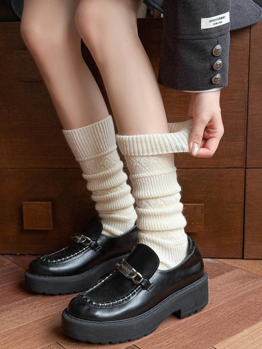 2双装！微压驼绒小腿袜 美腿塑性加厚柔软保暖亲肤 菱格暗纹设计 时尚潮流大牌风 商品图0