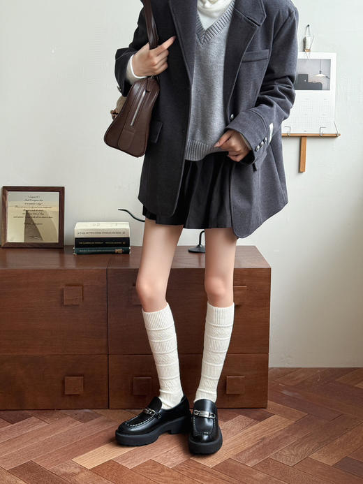 2双装！微压驼绒小腿袜 美腿塑性加厚柔软保暖亲肤 菱格暗纹设计 时尚潮流大牌风 商品图1