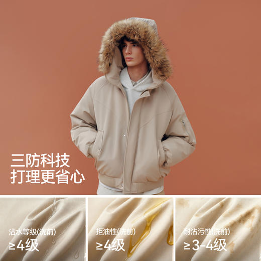 森马羽绒服男冬80绒子三防飞行员外套2025新款可拆卸毛领连帽上衣 商品图1