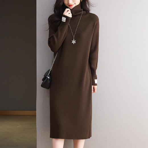 CC高领针织连衣裙轻奢高级感冬天配大衣的毛衣裙长款气质显瘦打底裙 商品图0