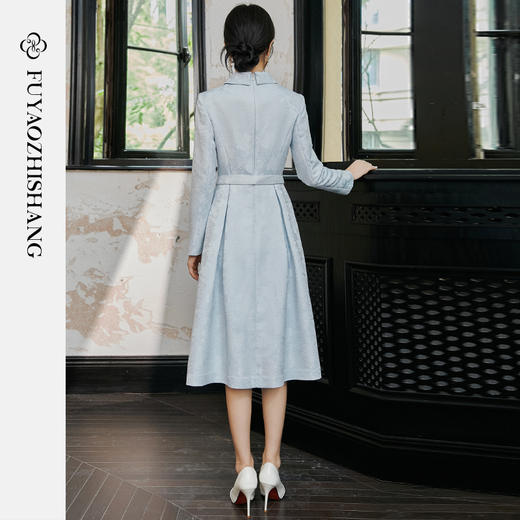 FUYAO扶摇/翩然心动/人丝提花连衣裙女国风西装裙清冷松弛感穿搭 商品图4