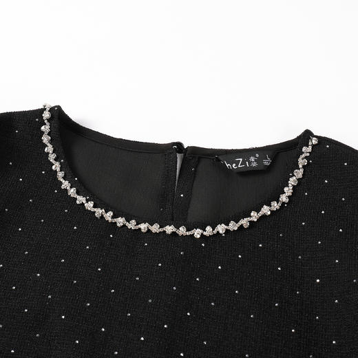 奢姿大码女装2025秋季减龄镶钻拼接两件套胖妹妹时尚半松紧套装9953953792 商品图1