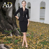 AD酒店前台工装套装女夏季中袖工作服黑色小香风西装套裙修身显瘦 商品缩略图1