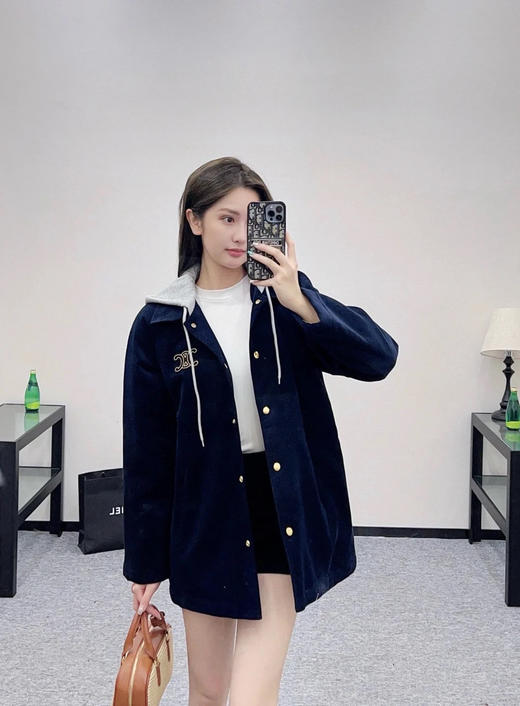 赛琳25秋冬新款 25凯旋门微标灯芯绒连帽外套夹克（TM） 商品图0