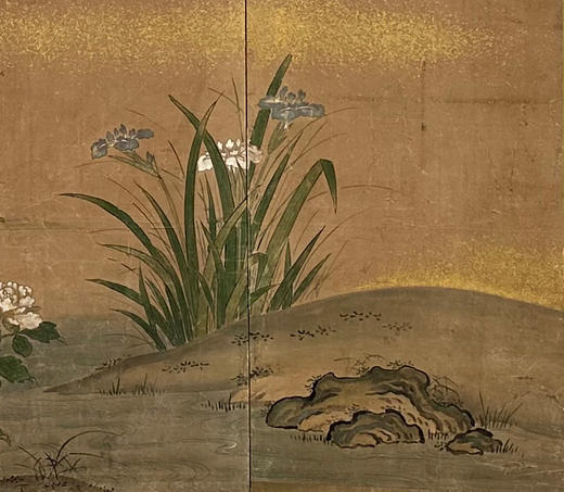 独角鹿西洋古董19世纪日本江户时代出品「东方花鸟山水」主题金地纸本设色六曲屏风 商品图4