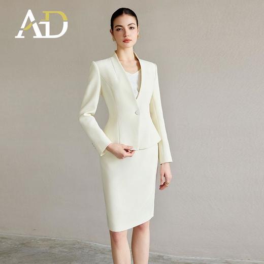 AD浅色职业西装套装女正装高级感无领西服外套时尚通勤职业工作服 商品图1