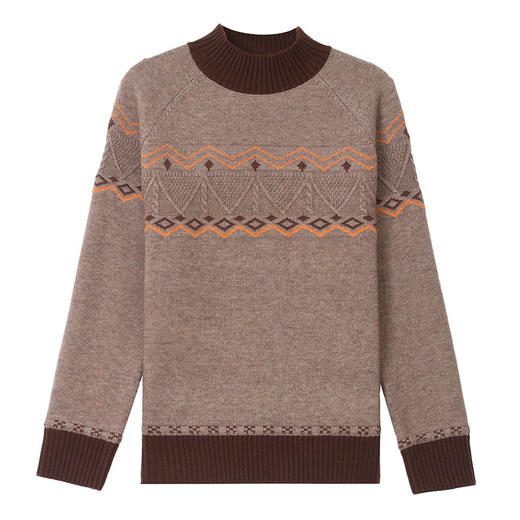 CC2025秋冬半高领撞色菱格毛衣女复古提花针织衫长袖保暖内搭打底衫 商品图4