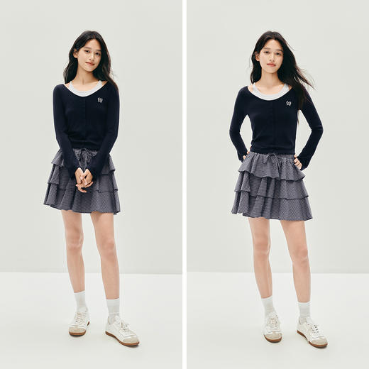 森马针织衫女冬短款假两件撞色刺绣修身2025新款小性感小心机上衣 商品图4