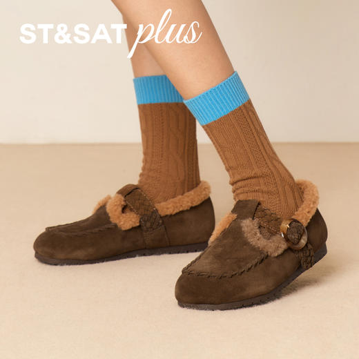 星期六复古编织风加绒保暖勃肯鞋SSD4111548 商品图2