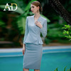 AD浅色职业装气质女神范西装套装女高端酒店工作服长袖西服两件套 商品缩略图2