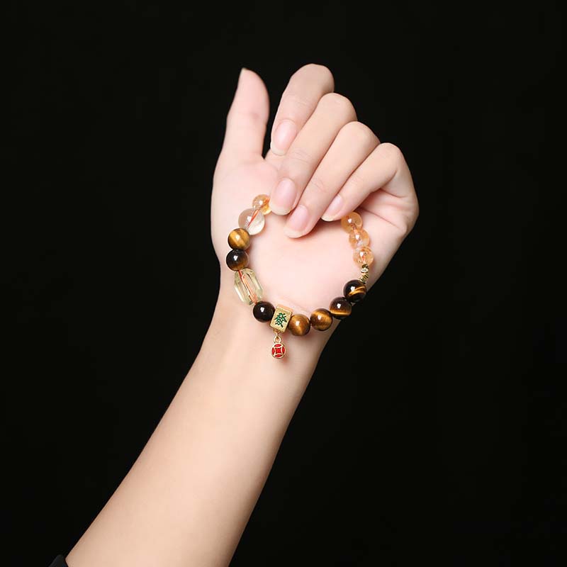 【偏财横财】灵机吉品 發Cai麻将金发晶虎眼石手链召得来，守得住