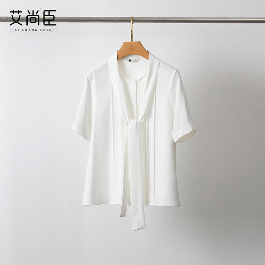 2025夏季新款白色设计感短袖衬衫时尚减龄洋气正式场合高级感上衣 商品图0