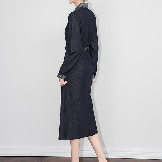 「高货wl」全新升级【铂金会员349/天猫469/差价120】(05651)洛诗琳休闲通勤OL风连衣裙2025新款复古收腰撞色牛仔裙 商品图1