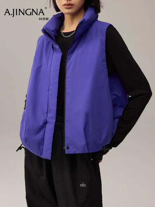 【龟背廓形】阿菁娜冬季新款立领羽绒马甲龟背感有型靓丽色系可翻立领防风保暖F30D203013 商品图2