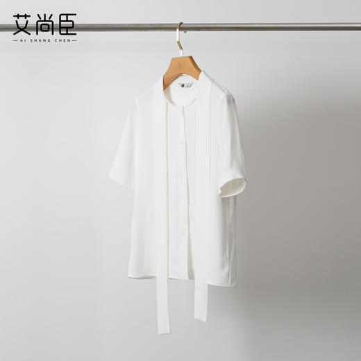 2025夏季新款白色设计感短袖衬衫时尚减龄洋气正式场合高级感上衣 商品图1