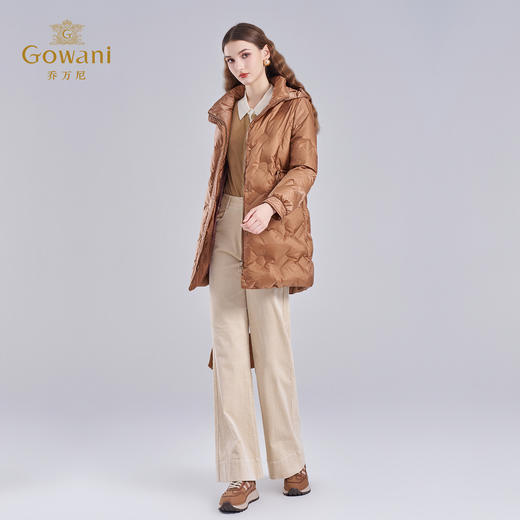 乔万尼新款压花收腰设计休闲连帽保暖高蓬羽绒服ET4T980 商品图3