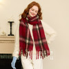 【绵羊毛】三彩2025新款英伦风砖红格纹围巾流苏百搭女拉毛氛围感 商品缩略图3