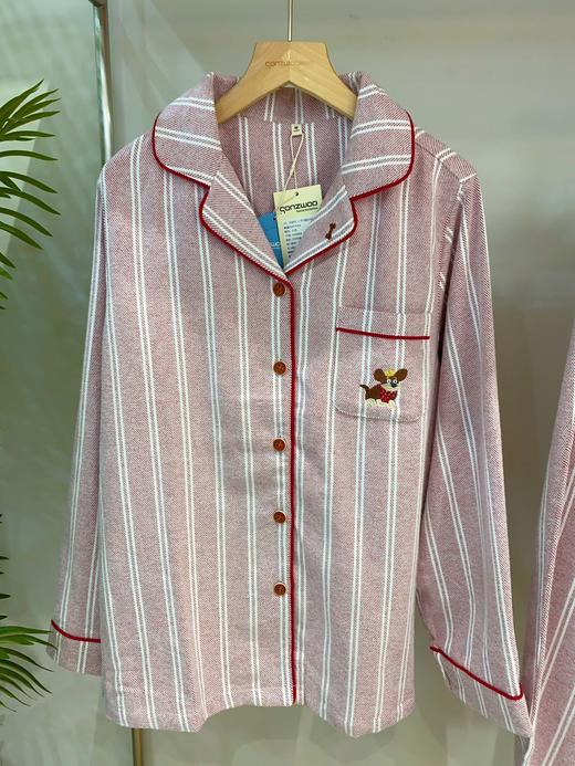 松植屋秋冬女款《奇趣狗》加厚磨毛绒布长袖睡衣套装100%全棉绒布家居服 商品图1