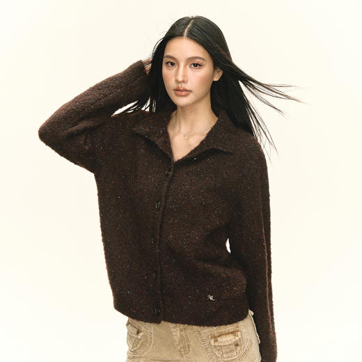 Ariseism 美式复古翻领开衫毛衣外套女秋季新款上衣 商品图1