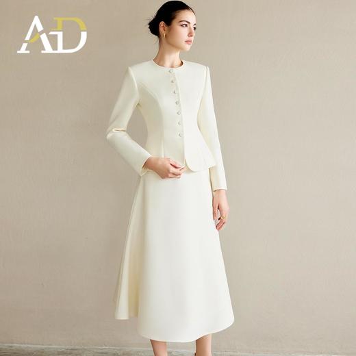AD职业装气质女神范套装女高端细闪银丝圆领西装正装伞裙两件套 商品图0