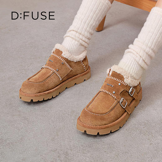 Dfuse迪芙斯2025冬季新款皮带扣雪地靴加绒松糕厚底袋鼠鞋轻便孟克鞋女DFD4118057 商品图2