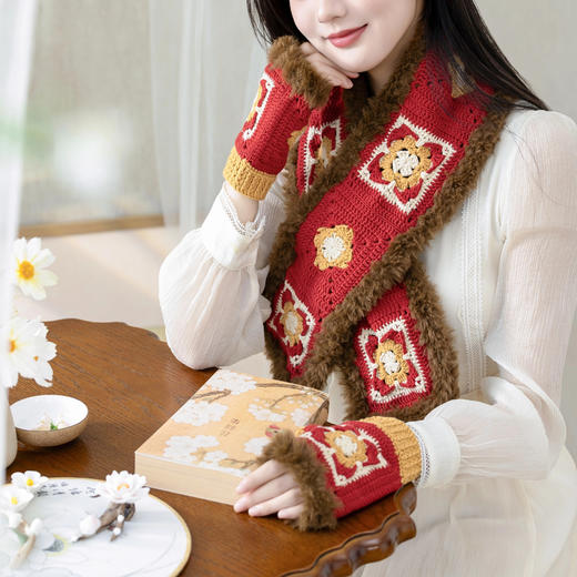 苏苏姐家织锦围脖手套套装手工diy钩针编织围巾毛线团冬季材料包 商品图1