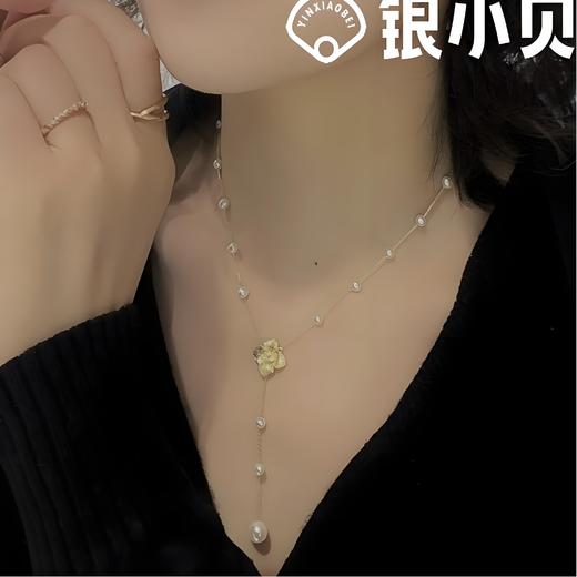 银小贝  山茶花Y字项链 商品图0