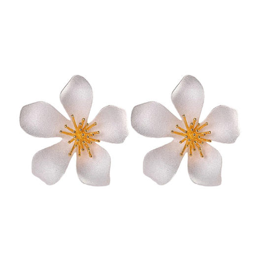 【花开盛景】S925银古法喷砂山茶花耳钉【RP-ED730314】 商品图4