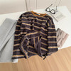 复古条纹刺绣加厚磨毛T恤！2025女松弛感慵懒显瘦保暖秋冬仿兔绒打底衫！ 商品缩略图4